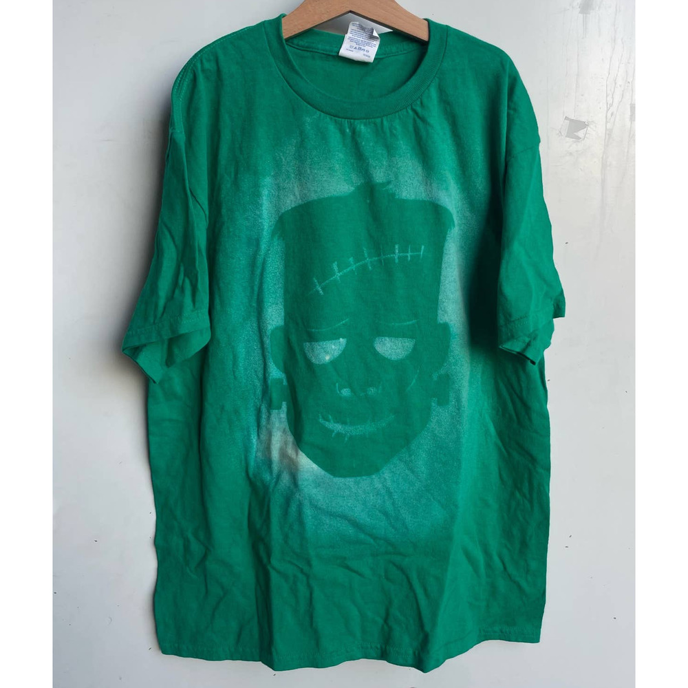 NEW Frankenstein Custom Made Bleach Dye Shirt Green Kids XL Halloween